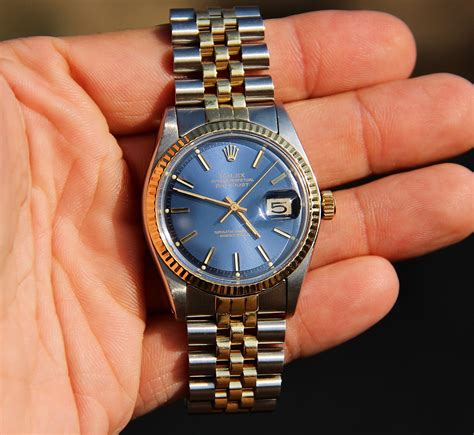 rolex datejust vintage blue dial.